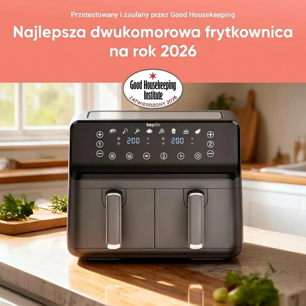 Smażalnik beztłuszczowy Keplin Dual Zone – oszczędne urządzenie kuchenne z 6 funkcjami gotowania, o dużej pojemności na zdrowe posiłki. Pieczenie, suszenie, chrupanie w rozmiarze rodzinnym (9 / 9,5 l) - Image 7