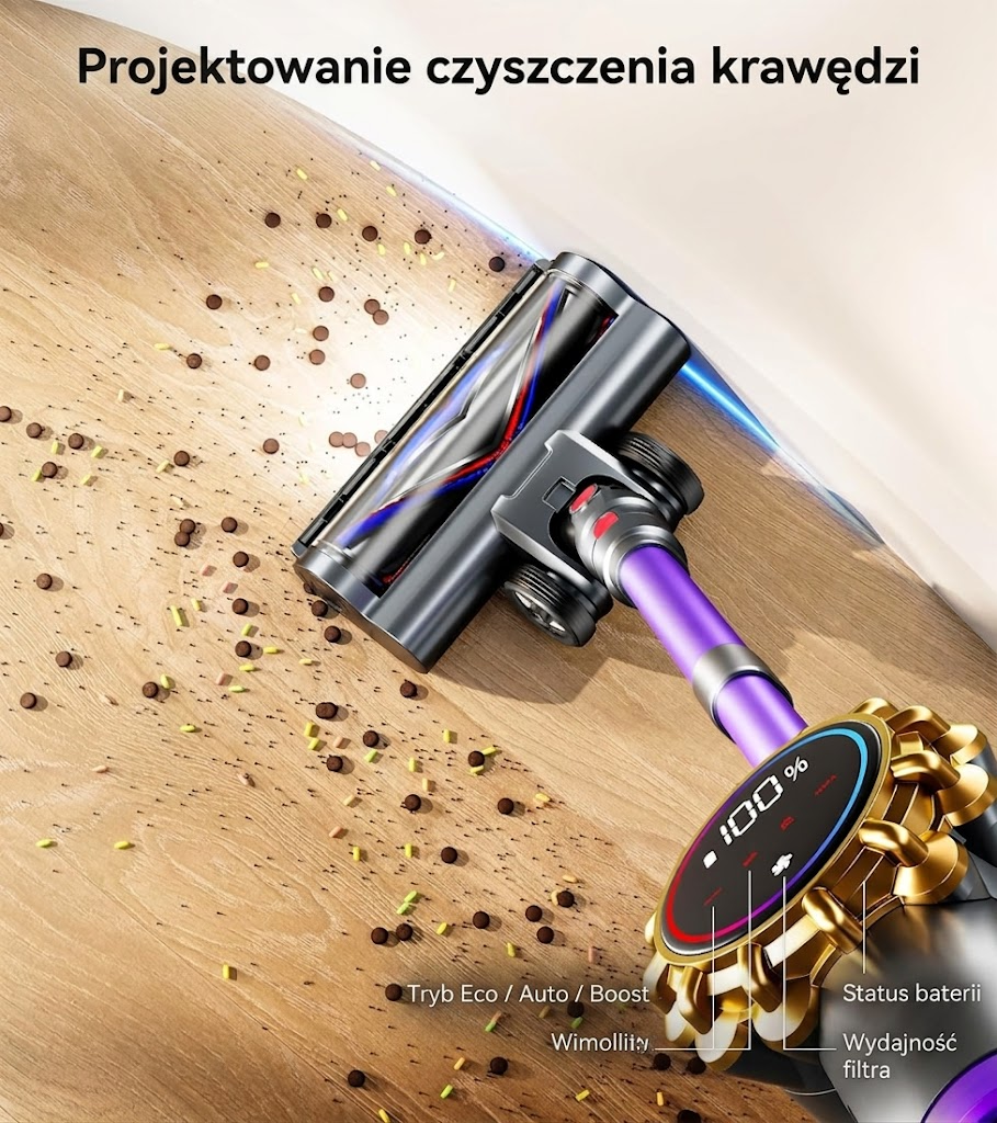 Bezprzewodowy odkurzacz o sile ssania 35 kPa, silnik o mocy 350 W idealny do usuwania sierści zwierząt domowych, czyszczenia twardych podłóg oraz dywanów. Pojemnik na kurz o pojemności 600 ml. Idealny prezent na Święta Bożego Narodzenia. - Image 3